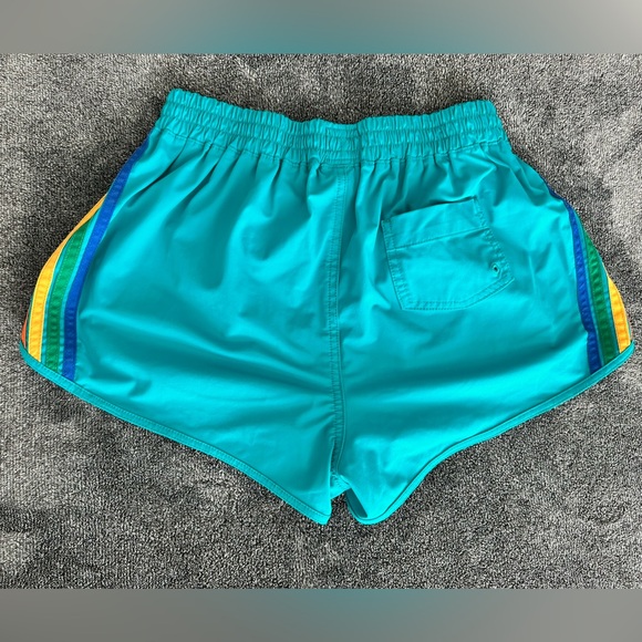 Aviatior Nation - Women's 5 Stripe Teal Athletic Shorts, Size Medium - Picture 6 of 9